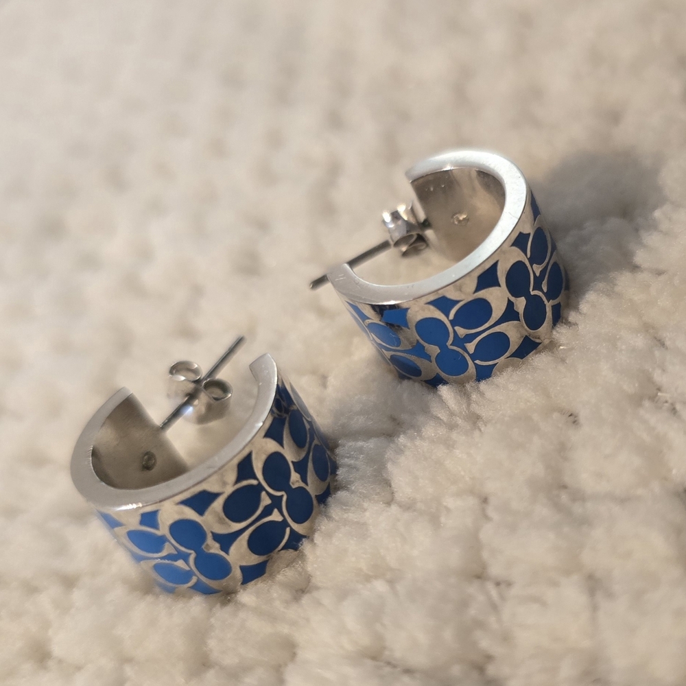 Coach Blue and Silver Earrings - Picture 3 of 5